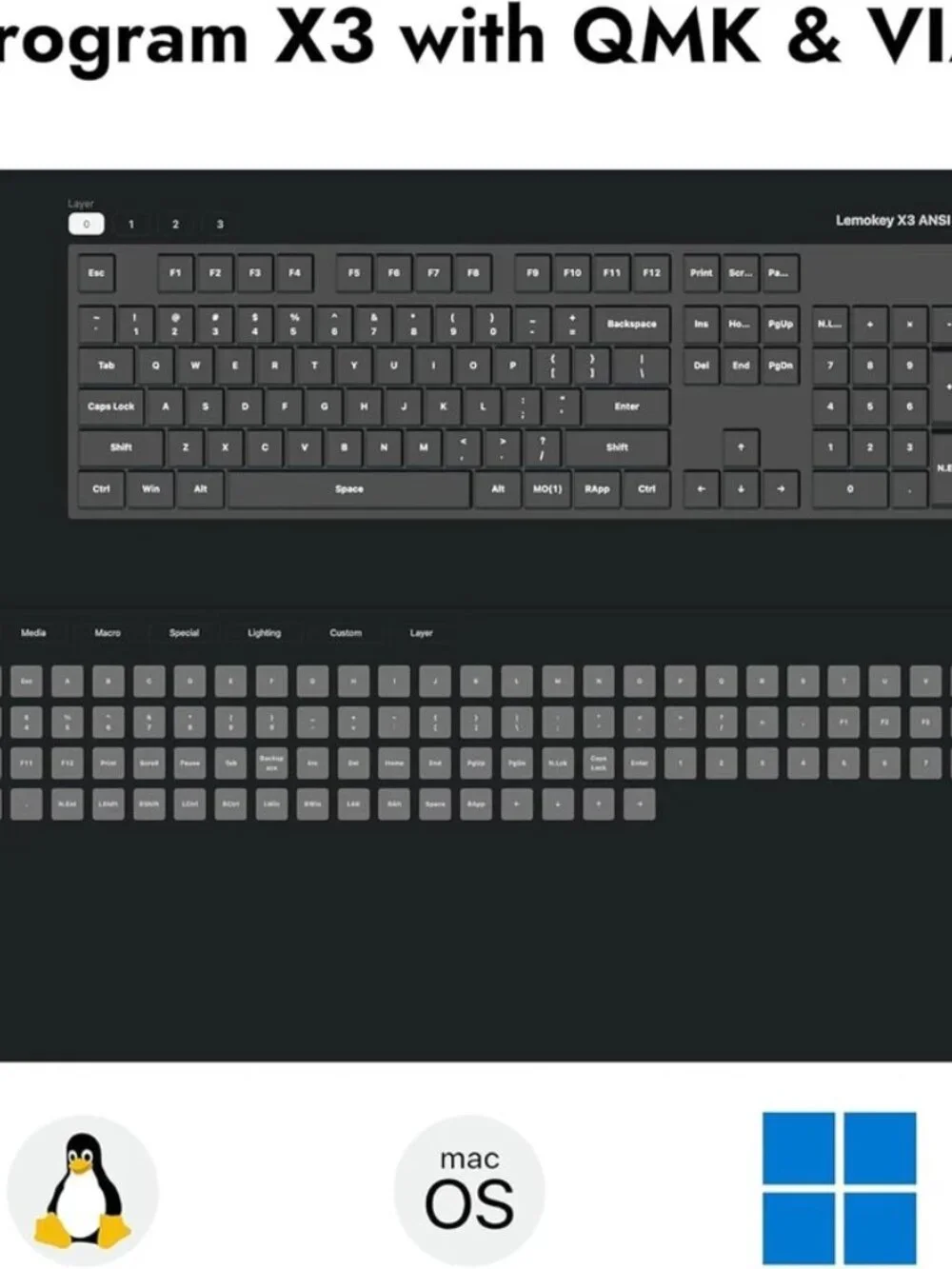 Lemokey X3 Mechanical Gaming Keyboard Wired, 100% Layout, Red Switches, Black